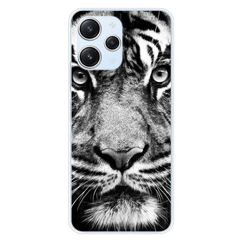 Coque en silicone imprimée compatible Xiaomi Redmi 12 4G Redmi 12 5G Tigre blanc et noir