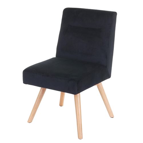 Chaise de salle à manger MENDLER HWC-F38, fauteuil de cuisine, design rétro, velours noir
