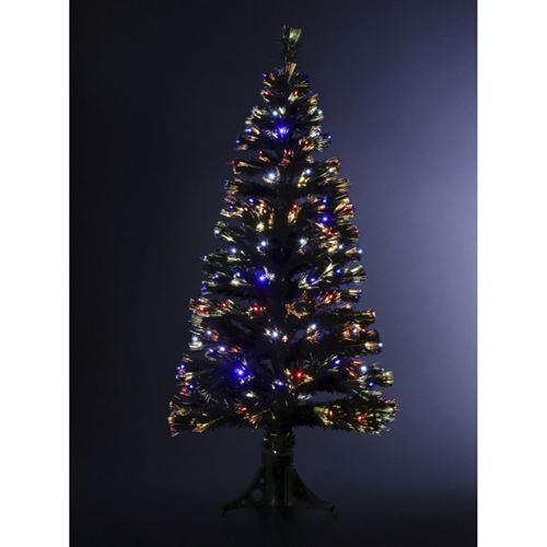 Sapin noir intérieur lumineux 150 cm fibres optiques - Sapin de Noël