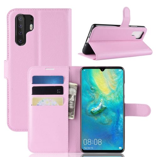 Etui en PU litchi rose pour votre Huawei P30 Pro