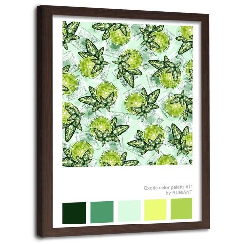 Feeby Image encadrée déco Tableau Impression cadre marron, Citron vert et menthe 50x70 cm