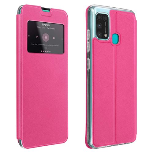 Housse Galaxy M31 / M21 / M30s Fenêtre Porte-carte Support Vidéo rose