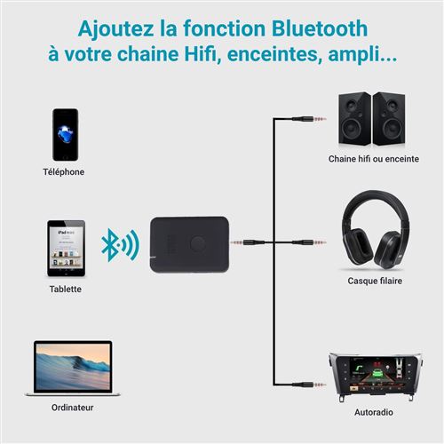 Adaptateur Bluetooth 2 en 1 Transmetteur récepteur audio Bluetooth pour  voiture TV Casque Pc