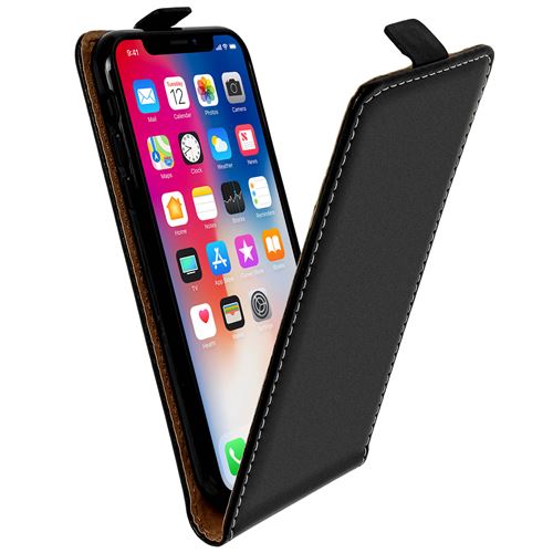 Housse iPhone X / XS Etui Clapet Rabat Vertical Porte-carte Noir Protection
