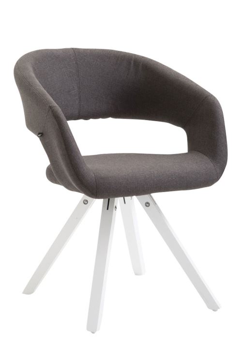 Chaise de salle à manger Suez tissu - Style scandinave - Piètement Blanc - Couleur Gris foncé