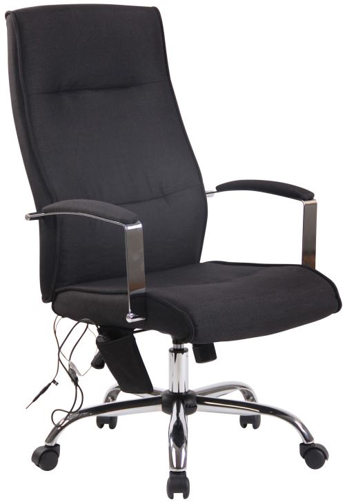 Fauteuil de bureau Portland en Tissu avec Fonction Massage - Piètement à roulette - Réglable en hauteur et Pivotant - Couleur Noir