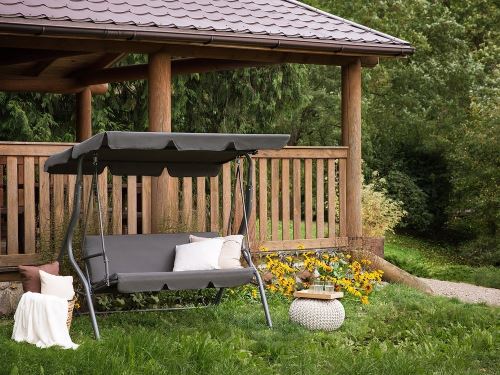 Beliani - Balancelle de jardin - balancelle en métal et tissu gris - Chaplin