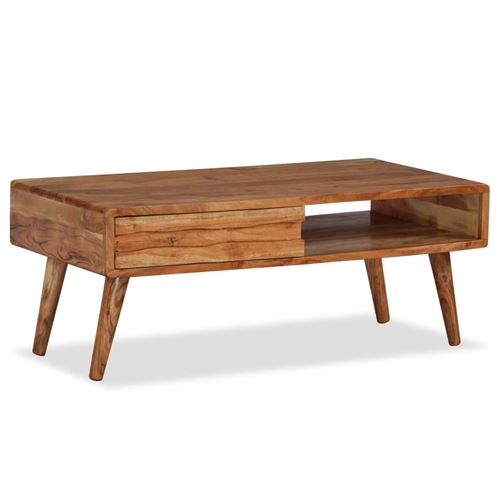 vidaXL Table basse Bois massif avec tiroir sculpt&eacute; 100 x 50 x 40 cm 
