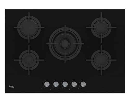 Beko HILW75222S - Gaskookplaat - 5 hobben - Niche - breedte: 56 cm - diepte: 48 cm - zwart