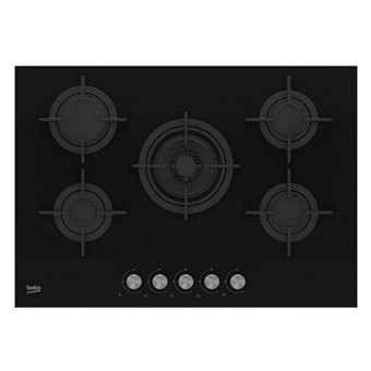 Beko HILW75222S - Table de cuisson au gaz - 5 plaques de cuisson - Niche - largeur : 56 cm - profondeur : 48 cm - noir - 1