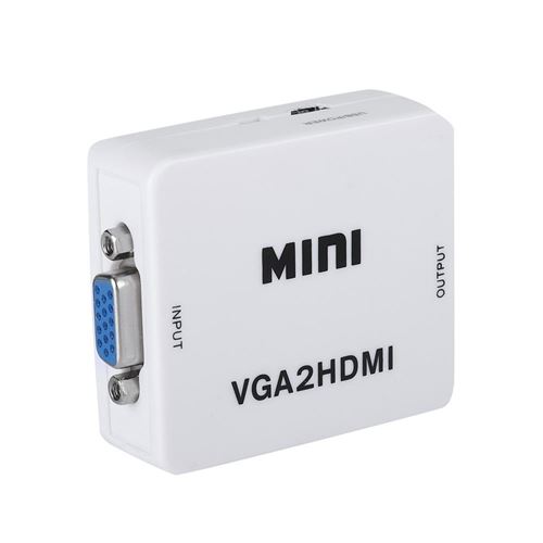  Mugast Adaptateur HDMI vers VGA avec audio, convertisseur 1080PHDMI vers VGA, sortie audio 3,5 mm pour ordinateur de bureau 