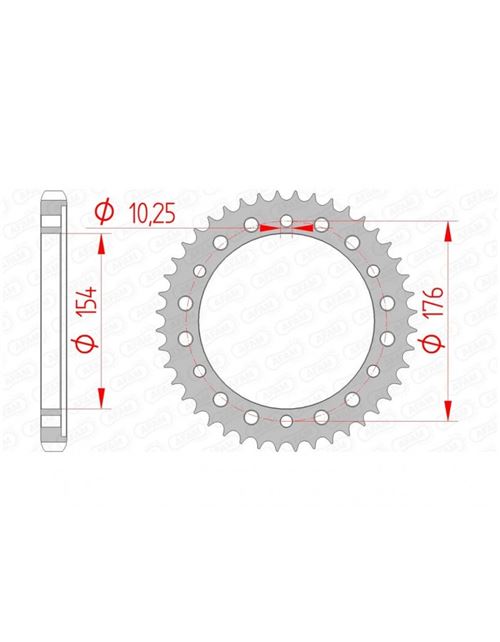Couronne AFAM 44 dents acier standard pas 530 type 10801