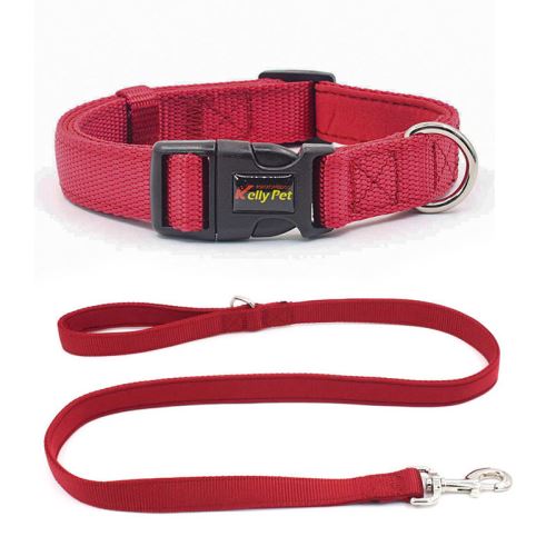 Comparer les prix de Collier Laisse en nylon KELLY PET pour chien - Rouge foncé (Taille: S)