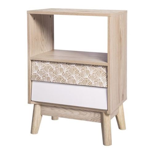 SOFIA Chevet haut 2 tiroirs - Bois et vert - L 45 x P 30 x H 65 cm