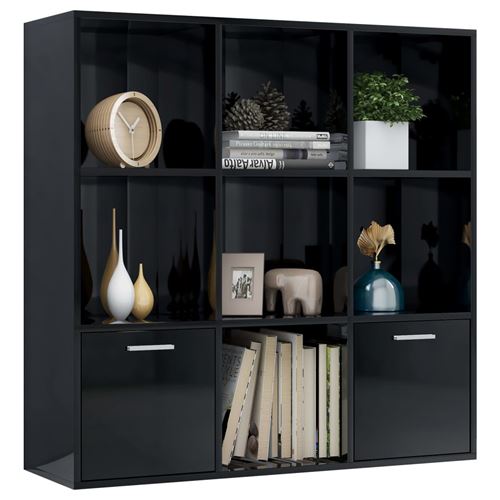 vidaXL Bibliothèque Noir brillant 98x30x98 cm Aggloméré