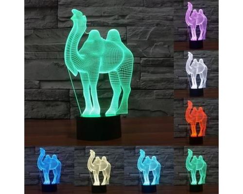 Lampe de Décoration 3D Chameau LED 7 Couleurs 0.5W Interrupteur Tactile - YONIS