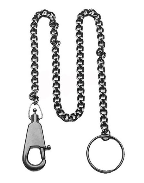 Chaine porte cle portefeuille couteau lampe avec mousqueton et anneau 44 cm metal noir miltec 15450002 airsoft