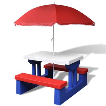 Table et bancs de pique-nique avec parasol pour enfants - 1