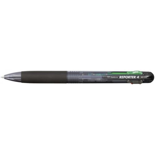 Tombow Stylo À Bille 4 Couleurs Reporter4, Noir-Transparent