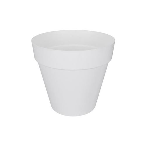 Elho Loft Urban 40cm Round Plastic Outdoor Plant Pot with Wheels - White