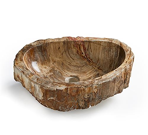 Vasque à poser / lavabo en pierre naturelle coloris brun - Longueur 45 x Hauteur 15 x Profondeur 40 cm - PEGANE -