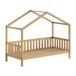 Lit maison à barrière 90x200 en chêne massif - LEIKY - ALTOBUY