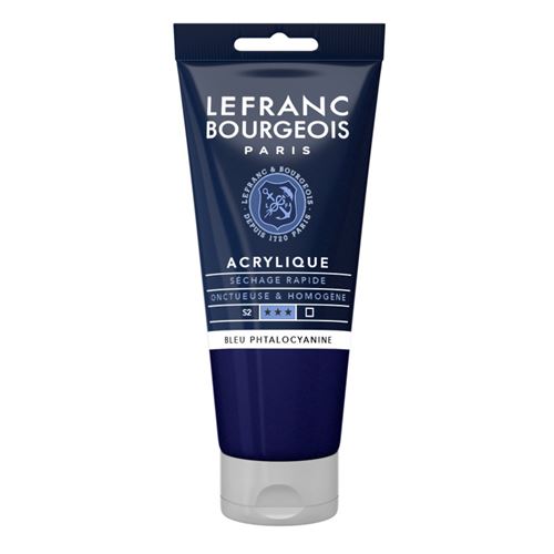 Lefranc Bourgeois - Peinture - peinture acrylique - bleu phtalocyanine - transparent - satin - fine - 80 ml