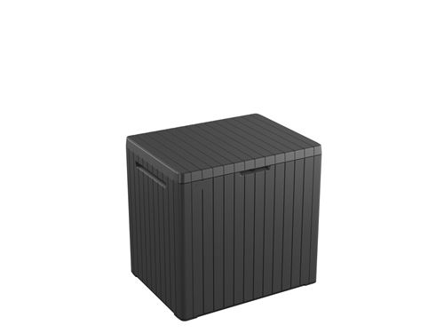 Coffre de jardin résine City cube gris, 57,8 x 44 x H.54.8 cm