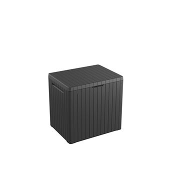 Coffre de jardin résine City cube gris, 57,8 x 44 x H.54.8 cm - 1