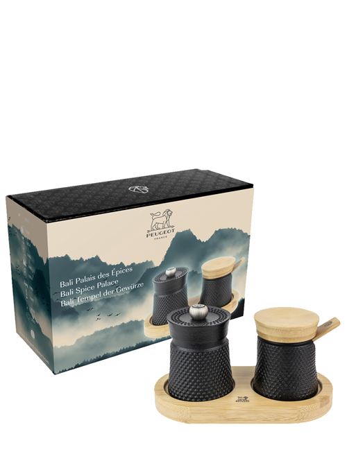 Non Communiqué Noir Bali Palais Des Épices Moulin À Poivre Bali Fonte Et Sa Coupelle À Sel En Coffret Cadeau