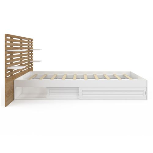 IDMARKET Lit Coffre Double OWEN Avec Sommier Et LED Intégrées 140 X 190