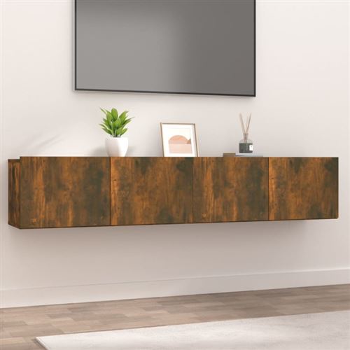 Meubles TV 2 pcs chêne fumé 80x30x30 cm bois d ingénierie