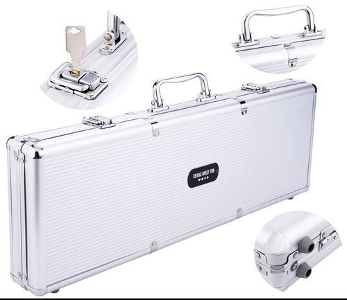 Coffret De Poker 500 Jetons Texas Hold'em - Avec 2 Jeux De Cartes, Dés, Bouton Dealer, Mallette Aluminium