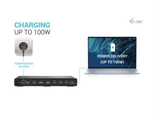i-Tec - Station d'accueil - USB-C / USB4 / Thunderbolt 3 / Thunderbolt 4 - HDMI, 2 x DP++ - 1GbE - 100 Watt - Europe