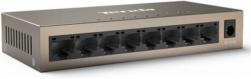 Switch de bureau 8 ports Gigabit 10/100/1000M RJ45 - Tenda TEG1008M, refroidissement passif, 9-12 V, Plug&Play, boîtier en métal