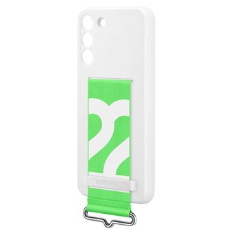 Coque en silicone avec laniere pour Samsung Galaxy S22+ Blanc