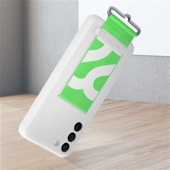 Coque en silicone avec laniere pour Samsung Galaxy S22+ Blanc