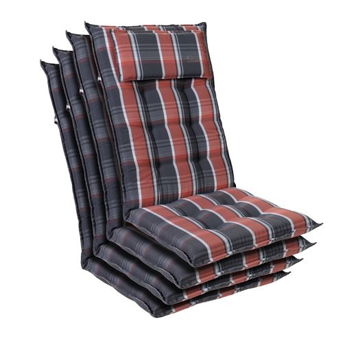 Coussin de chaise de jardin -Blumfeldt Sylt -120 x 50 x9 cm -4 pièces -Noir / Rouge
