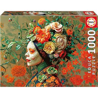 Puzzle - Portrait floral artistique - Femme aux fleurs - 1000 pièces - Dès 14 ans - Educa - 1