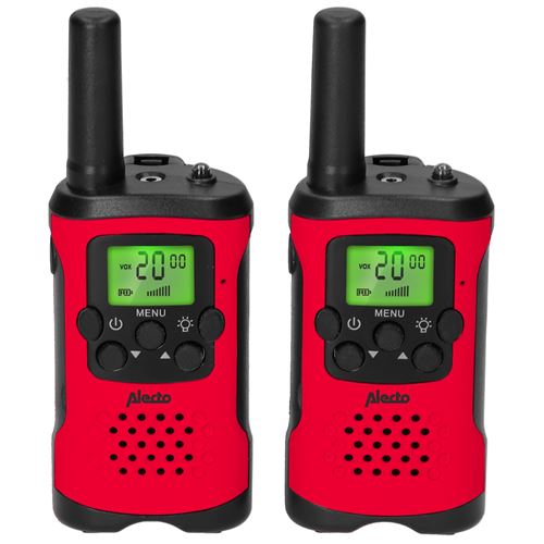 Lot de deux talkie-walkies pour enfants Portée jusqu’à 7 kilomètres Alecto FR115RD Rouge-Noir