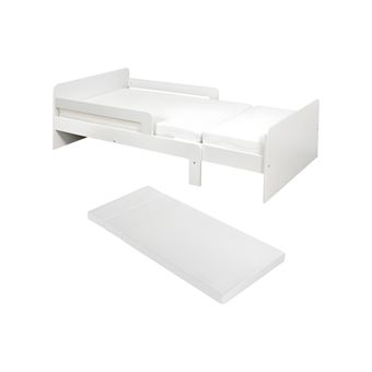 Lit Evolutif ZELLY - 90x140/170/200cm - Epicéa Blanchi + Matelas - Lit ...