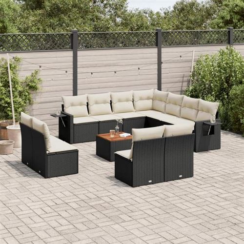vidaXL - Salon de jardin - 11 pièces - Noir - Image 2