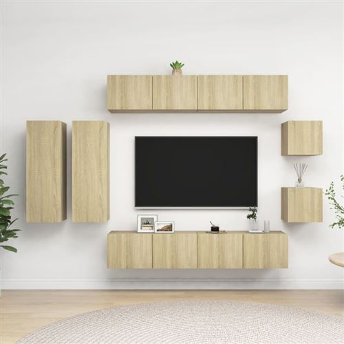 Non Communiqué Brun Ensemble De Meuble Tv 8 Pcs Chêne Sonoma Bois D Ingénierie