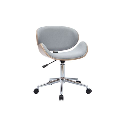 Chaise de bureau à roulettes design blanc, bois clair et acier chromé  HANSEN - Miliboo