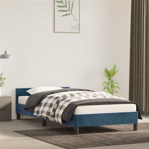 vidaXL Cadre de lit avec tête de lit Bleu foncé 90x200 cm Velours