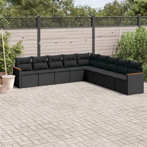 VIDAXL - Salon de jardin - 9 personnes - Résine tressée - Noir - Image 2