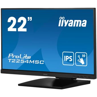 iiyama ProLite T2254MSC-B1AG - Écran LED - 22" (21.5" visualisable) - écran tactile - 1920 x 1080 Full HD (1080p) @ 60 Hz - IPS - 250 cd/m² - 1000:1 - 4 ms - HDMI, DisplayPort - haut-parleurs - noir mat