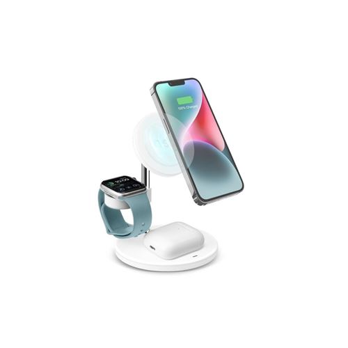 Non Communiqué Blanc Sbs Tewirmag3in1 Chargeur D'appareils Mobiles Écouteurs, Smartphone, Smartwatch Usb Recharge Sans Fil Charge Rapide Intérieure