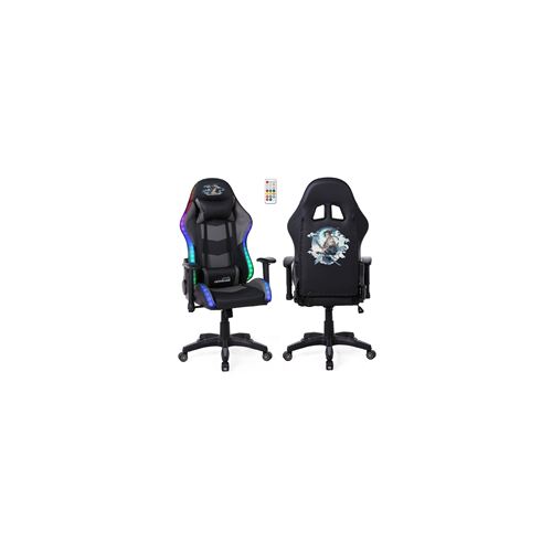  Fauteuil gaming ELITE-LED-SAMURAI - Noir et gris - Eclairage LED 576 effets - T&eacute;l&eacute;commande - Accoudoir 2D
