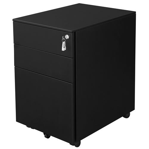 Bc-elec - PCP390-1B Caisson mobile à tiroirs en acier armoire de bureau chariot mobile caisson à roulettes noir
